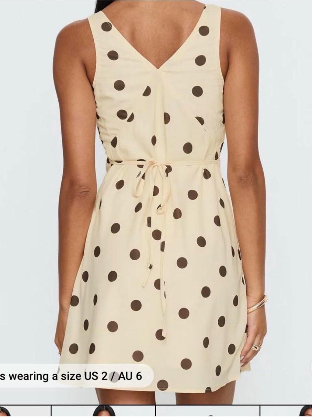 Princess Polly Cream Polka Dot V-Neck Dress - Picture 2 of 3